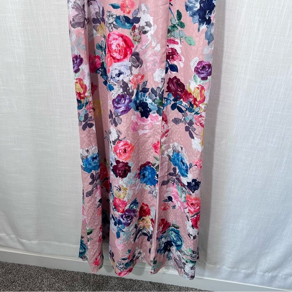 Adrianna Papell Floral Satin Jacquard Halter Event Gown Size 6 - Picture 4 of 16